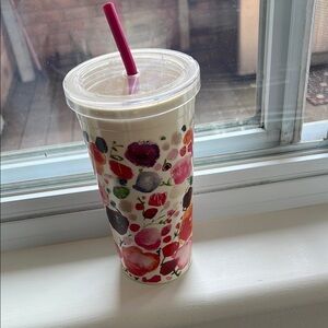 Floral Insulated Tumbler with Straw